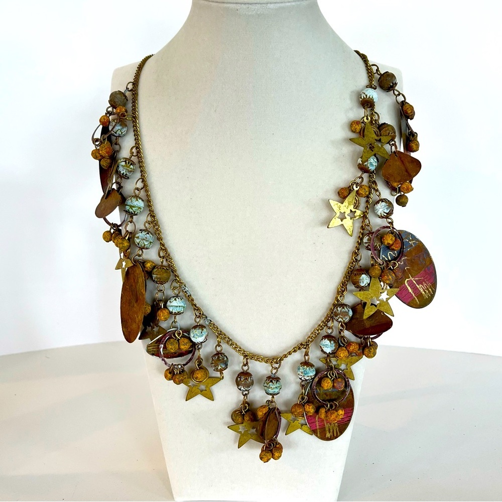 Bohemian Multi-Color Star Charm Statement Necklace - image 2
